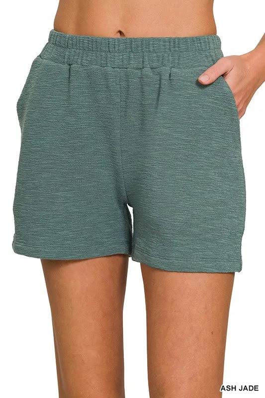 Zenana Cotton Slub Shorts