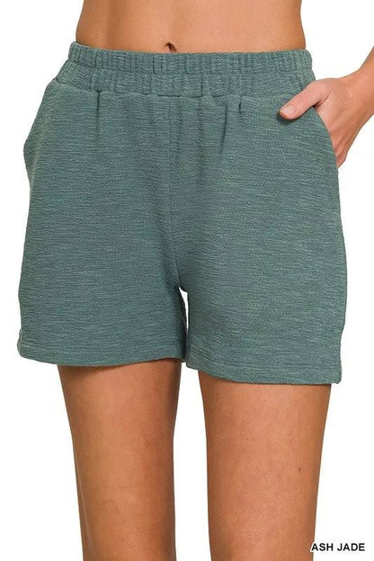 Zenana Cotton Slub Shorts