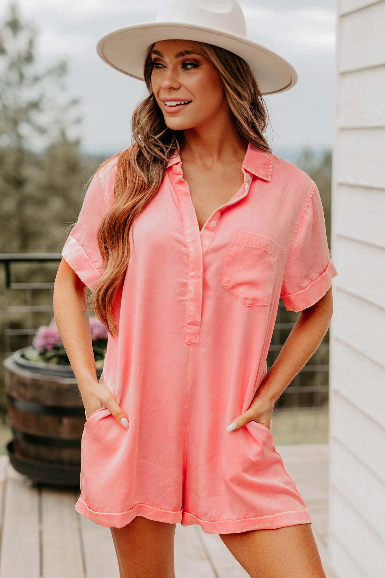 Zenana Tencel Cozy Spell Mineral Wash Romper