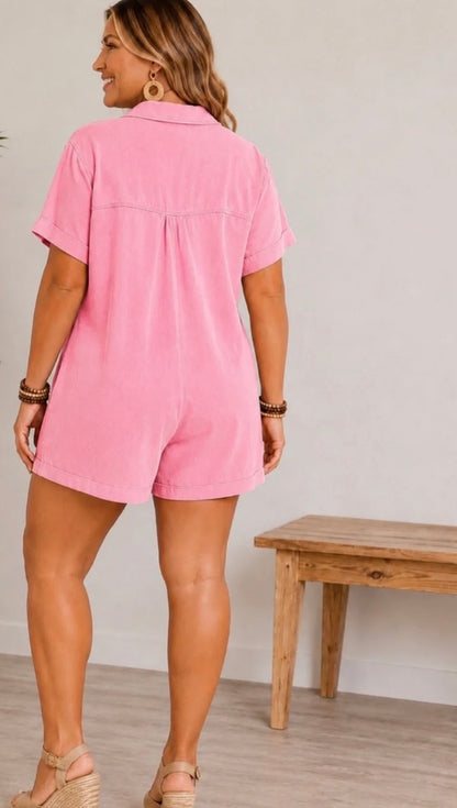 Zenana Tencel Cozy Spell Mineral Wash Romper