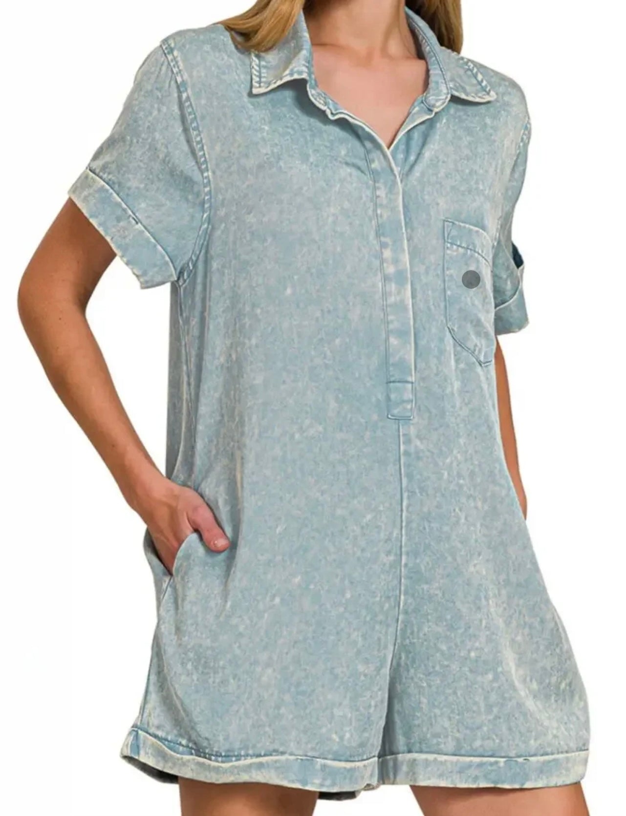 Zenana Tencel Cozy Spell Mineral Wash Romper